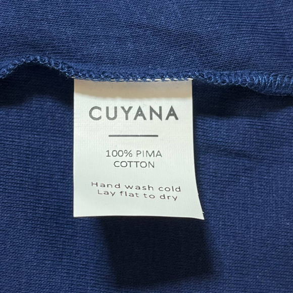 Cuyana Long Sleeve Open Neck Tee in Navy Blue Size X-Small - Picture 7 of 8